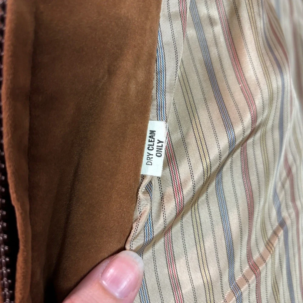 Brad Whitney Vintage Faux Suede Aviator Bomber Jacket Mens 2XL Brown Zip Front‎
